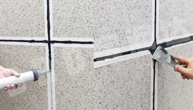 寶潤達(dá)一體板施工步驟-填刮硅酮密封膠 寶潤達(dá)外墻保溫一體板施工步驟-填刮硅酮密封膠